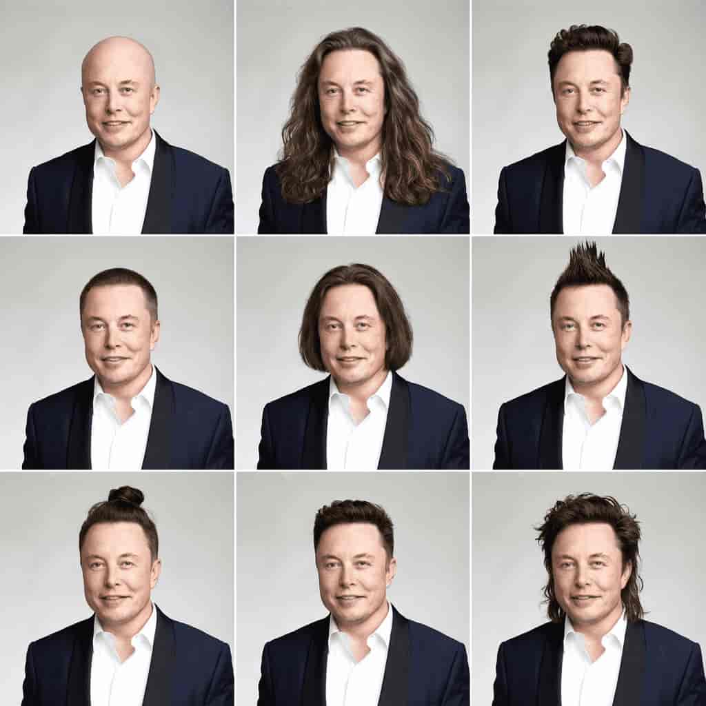 Nine-grid hairstyle variations generated with Ketchup AI AI image to image