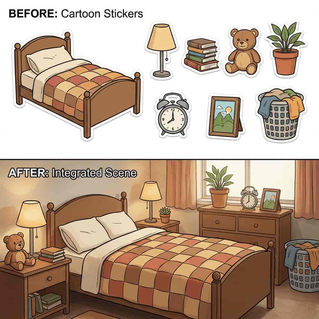 Objects or characters naturally integrated into an image generated with Ketchup AI AI image to image